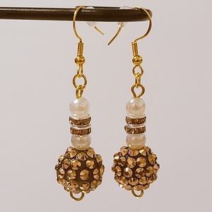Embellished Chocolate Crystal and Pearl Fashion Earrings